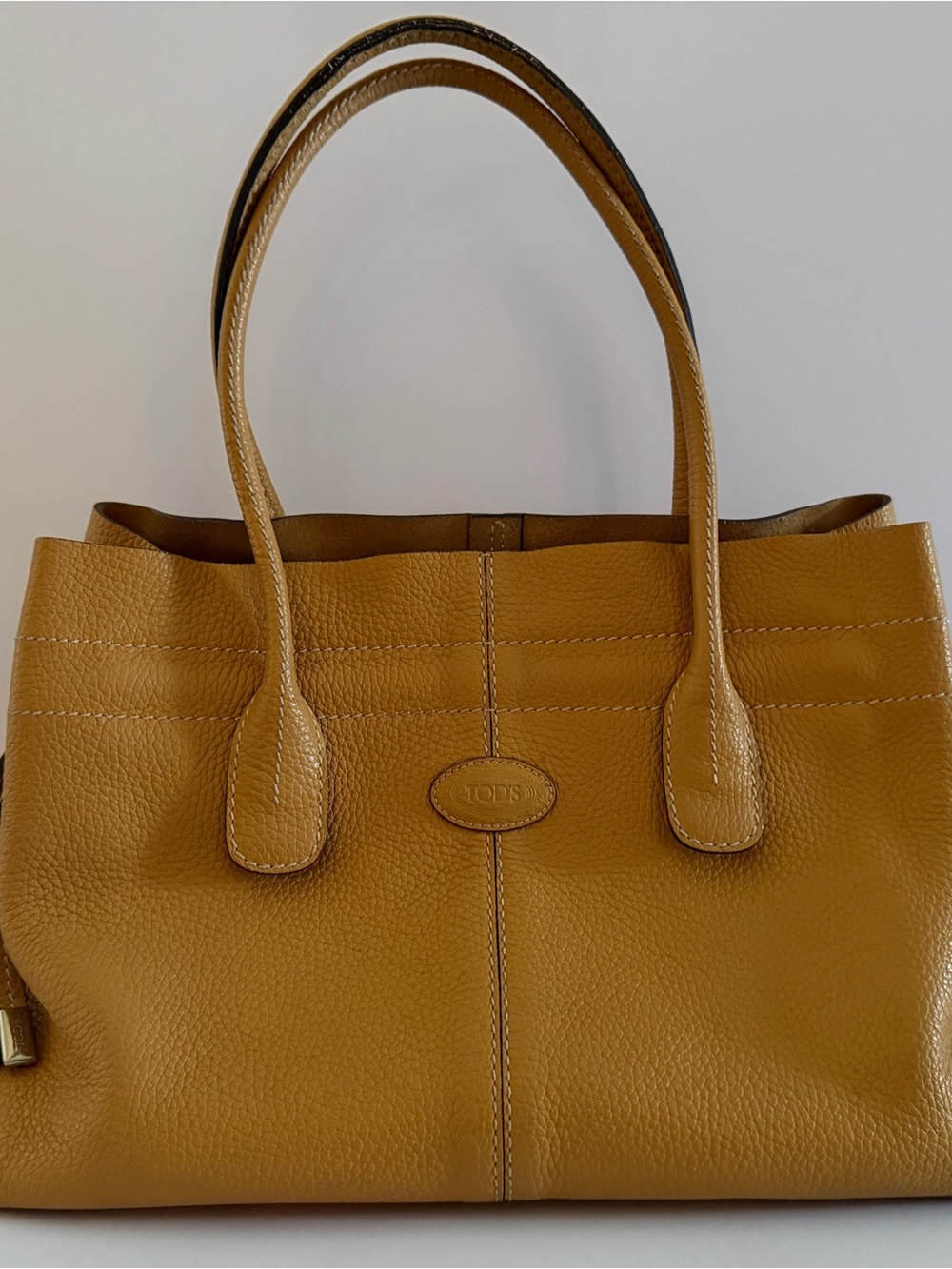Authentic TOD’S Restyled D-Bag Tote - Mustard/Tan Pebbled Leather (Like New)